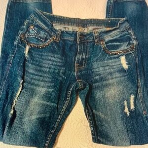 Hybrid & Company Women's Distressed Denim Jeans